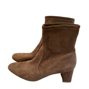 Stuart Weitzman Siggy Suede Sock Bootie Golden Beige US 10.5